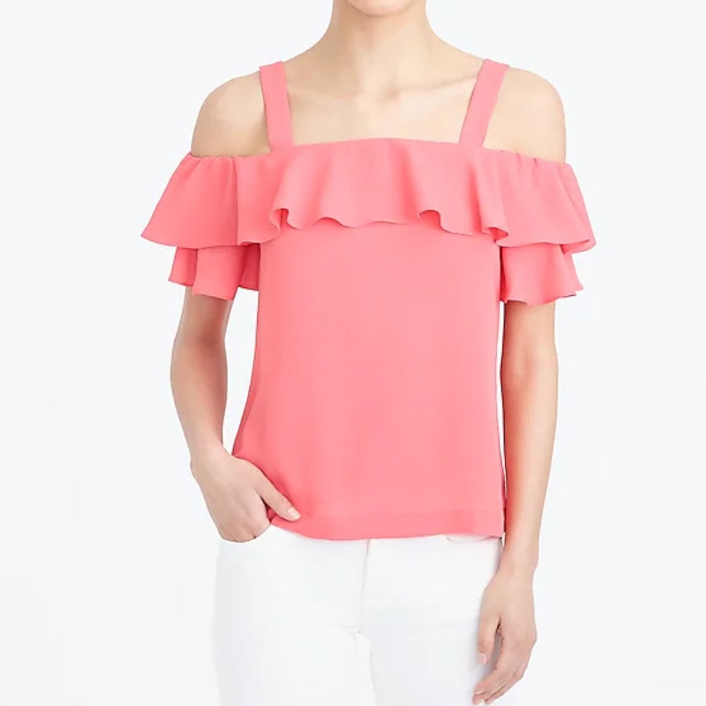 J. Crew coral cold shoulder top